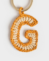 Natural Raffia Letter G Charm Keyring - Keychains & Charms | 
