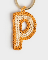 Natural Raffia Letter P Charm Keyring - Keychains & Charms | 