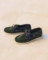 Swan Suede & Denim Boat Shoes | 