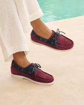 Swan Suede & Denim Boat Shoes | 