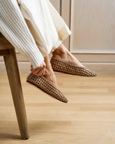 Leather Woven Ballet Flats | 