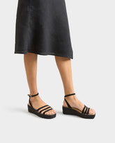 Soft Suede Three Bands Platform Espadrilles - Wedge Espadrilles | 