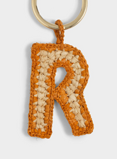 Natural Raffia Letter R Charm Keyring - Keychains & Charms | 