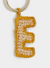 Natural Raffia Letter E Charm Keyring - Keychains & Charms | 