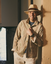 Handcrafted Raffia and Suede Panama Hat - V88QU - Natural Suede | 