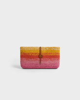 Multicolor Raffia & Brown Leather Kaia Clutch - Raffia Bags | 