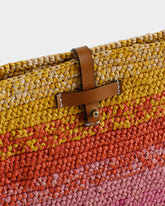 Multicolor Raffia & Brown Leather Kaia Clutch - Raffia Bags | 