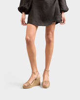 Suede Three Bands Wedge Espadrilles | 