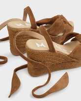 Espadrillas con Zeppa in Suede Morbido con Nodo  | 