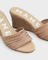 Leather Multi Bands Mule Wedge Espadrilles | 