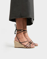Leather Lace-Up Low Wedge Espadrilles - Wedge Espadrilles | 