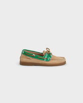 Suede And Cotton Bandana Boat-Shoes - Women's Boat Shoes | 