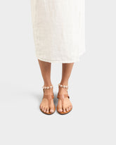 Leather Thongs Sandals With Shell Anklet - Leather Sandals | 