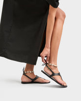 Leather Thongs Sandals With Shell Anklet - Leather Sandals | 