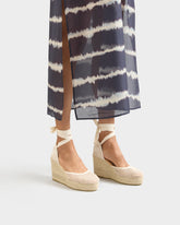 Cotton Net Wedge Espadrilles - Women's Shoes | 