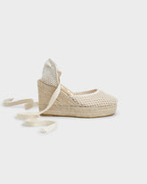 Cotton Net Wedge Espadrilles - Women's Shoes | 