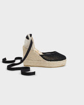 Cotton Net Wedge Espadrilles - Women's Shoes | 