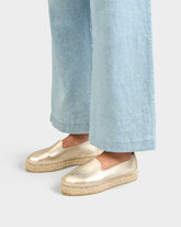 Metallic Leather Double Sole Espadrilles - Women’s Espadrilles | 