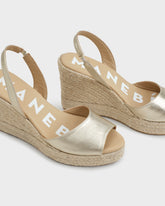 Espadrillas con Zeppa in Pelle Metallizzata con Slingback | 