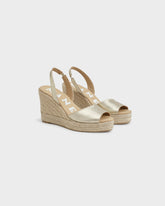 Espadrillas con Zeppa in Pelle Metallizzata con Slingback | 