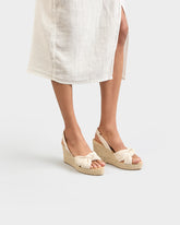 Manebí natural recycled mini bouclé wedge espadrilles with knot in cotton | 